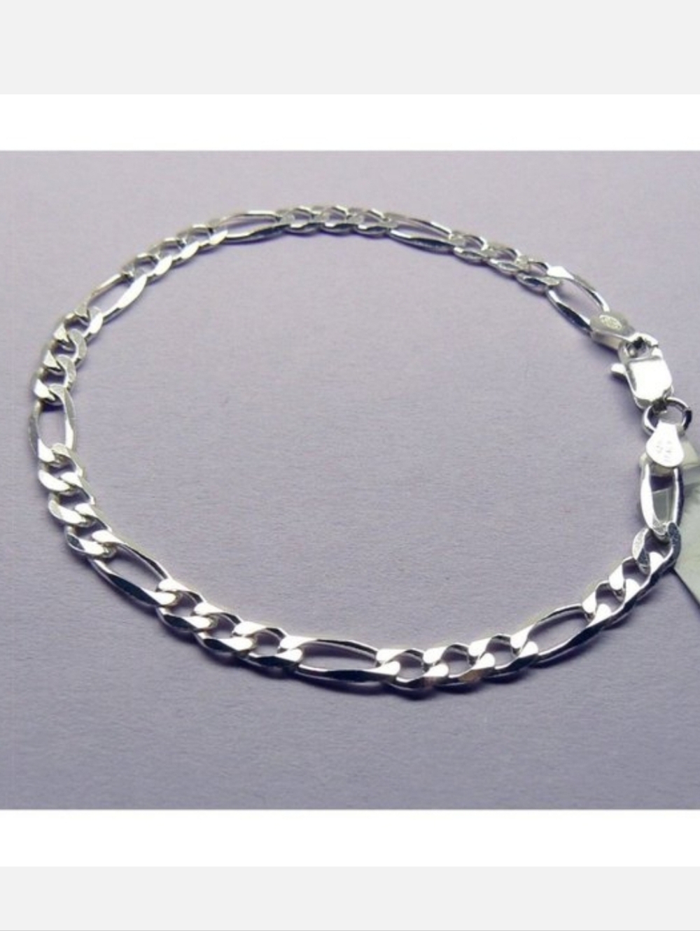 Sterling Silver FIGARO 5mm chain Bracelet NWT Italy
